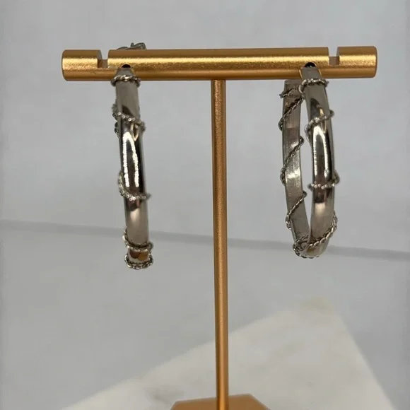 Vintage Estate Silver Roped Hoop Earrings Lot E25 - Picture 3 of 6